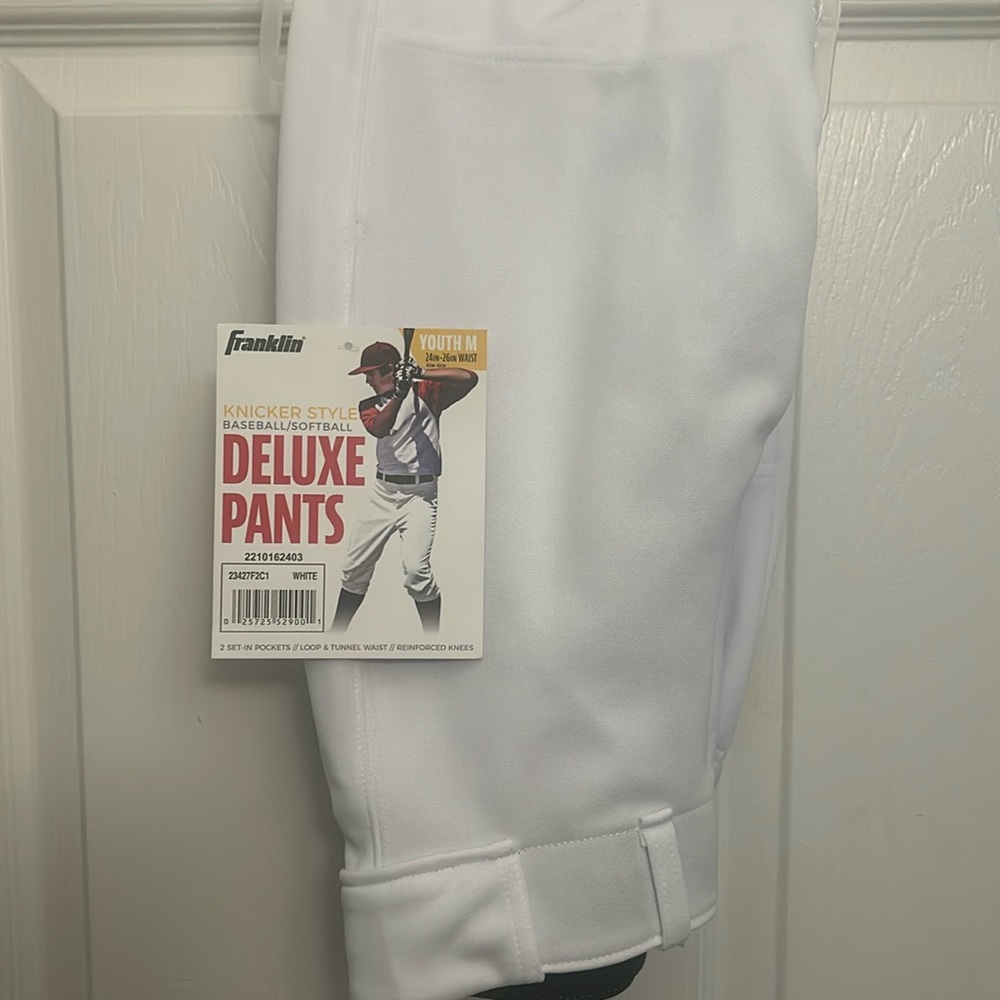 NWT Franklin Deluxe Youth M Medium Baseball Softball Pants White